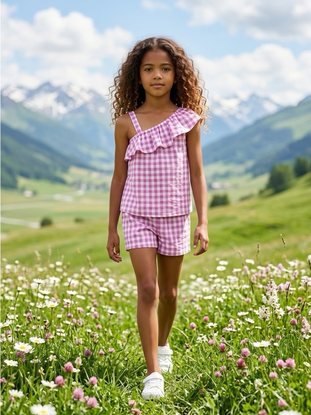 NWT Girls Ruffled Top& Shorts Set- Size XL
